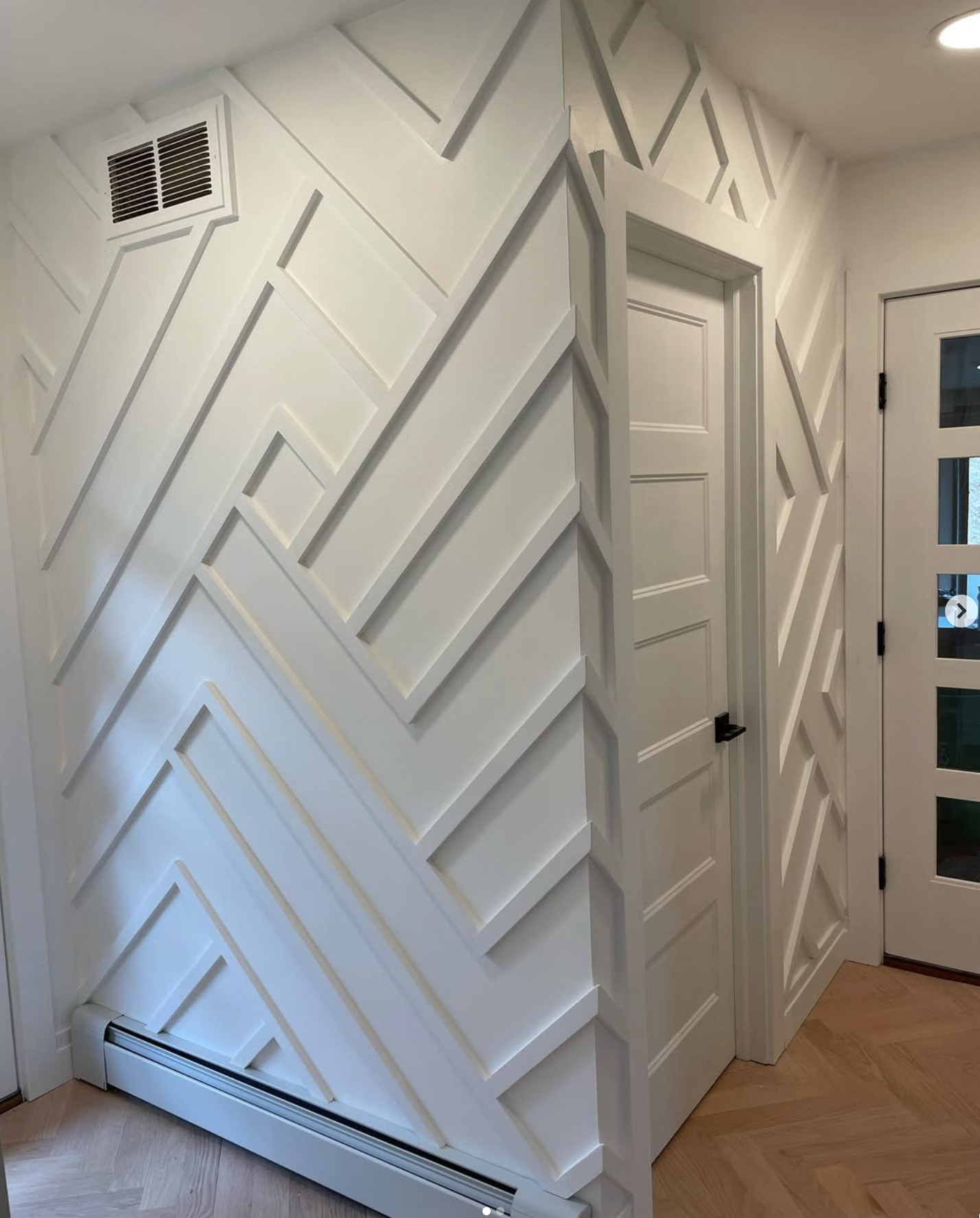 Custom geometric accent wall carpentry in Bethlehem PA
