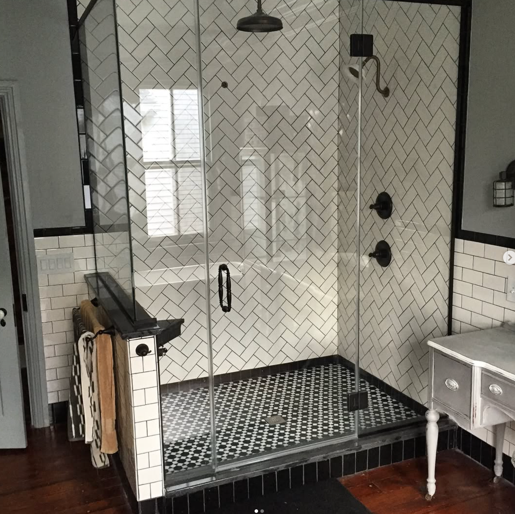 Bathroom shower remodel with herringbone tile in Bethlehem PA